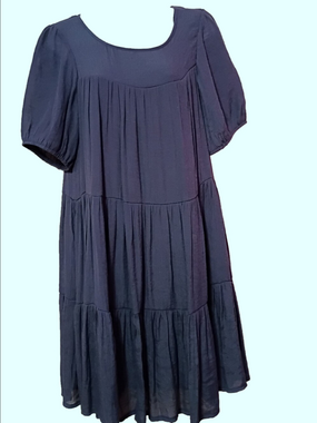 Apricot Clothing Blue Tiered Smock Dress small